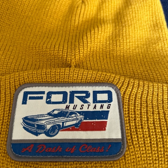 Ford Mustang Men’s Two Pack Beanies Navy & Gold Branded W/logo License Set Of 2 - Picture 2 of 13